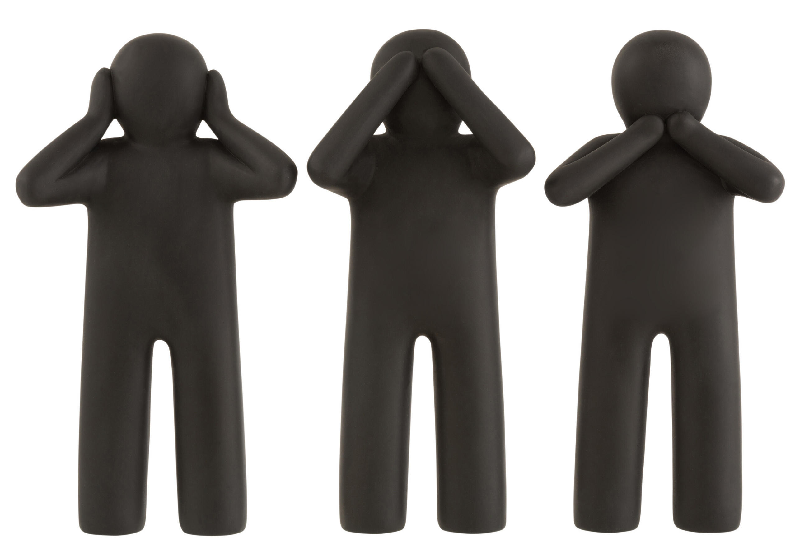 FIGUR P'TIT MAURICE - Polyresin - Schwarz - L - 3er Set - Schwarz, Glas/Naturmaterialien (10/41/21cm) - J-Line