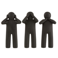 FIGUR P'TIT MAURICE - Polyresin - Schwarz - L - 3er Set - Schwarz, Glas/Naturmaterialien (10/41/21cm) - J-Line