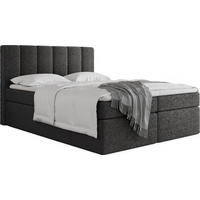 BOXBETT Amira mit Bettkasten, Schwarz Boucle 160x200 cm - inkl. H3 Matratze und H3 Foam Topper - Schwarz, Holzwerkstoff/Kunststoff (160/200cm) - WFL GROUP
