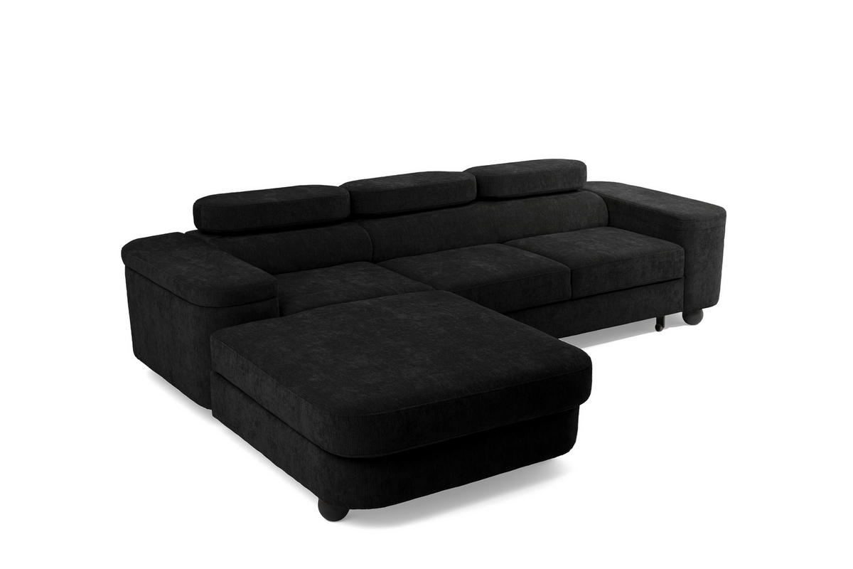 ECKSOFA LOVE L Links mit Schlaffunktion 124x210 Chenille Schwarz - Schwarz, Holz/Textil (284/205cm) - Muffo