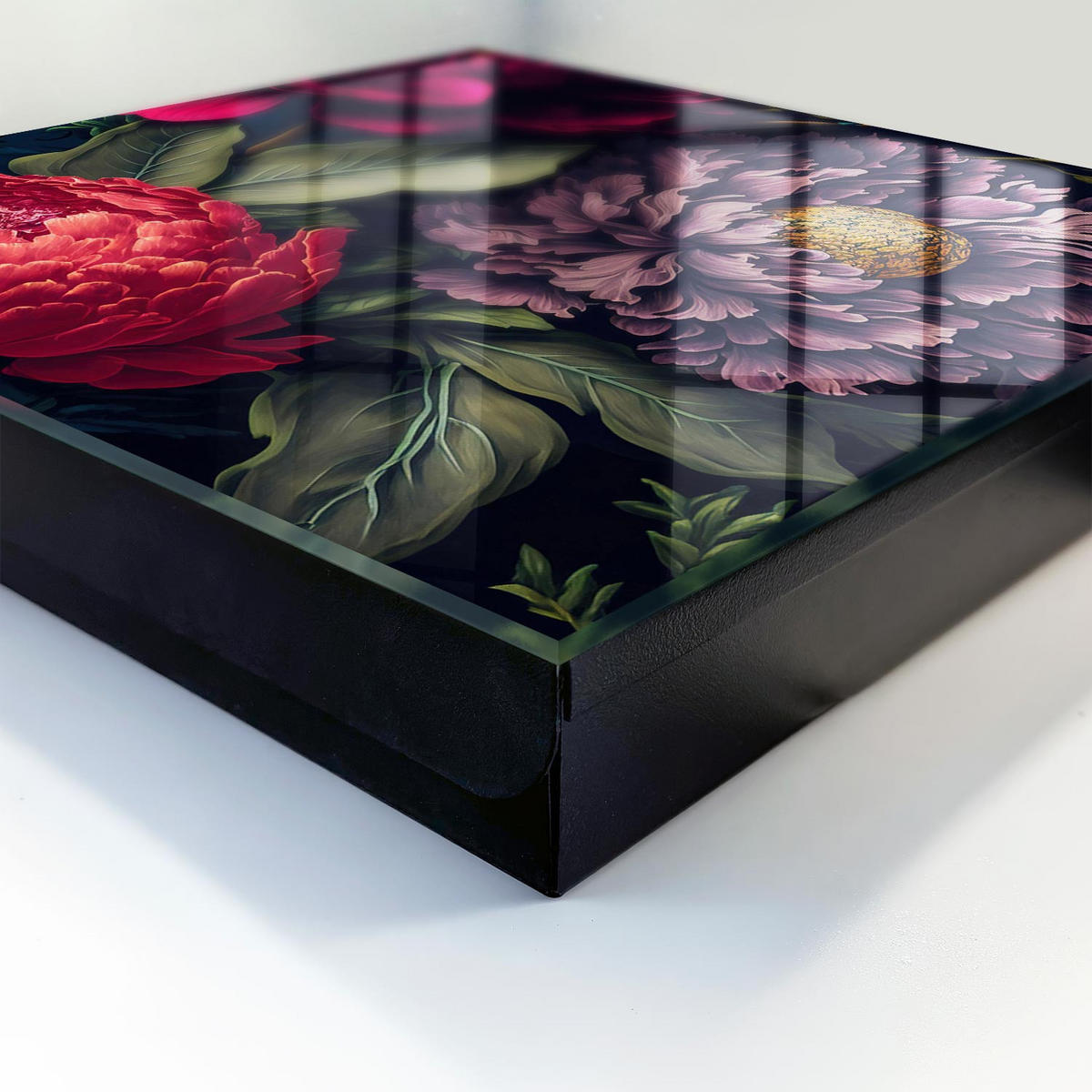 SCHLÜSSELBOX Schwarz 30x30 cm- Türöffnung nach rechts - Blumen des Luxus - Lila, Metall (30/30/5cm) - TULUP