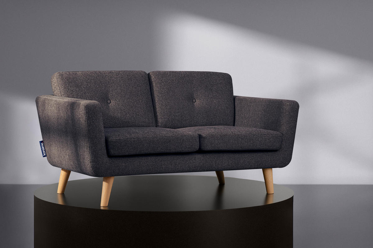 2-SITZER-SOFA TAGIO II mit Armlehnen, Graubraun - Braun/Grau, Textil (88/80/153cm) - KONSIMO®
