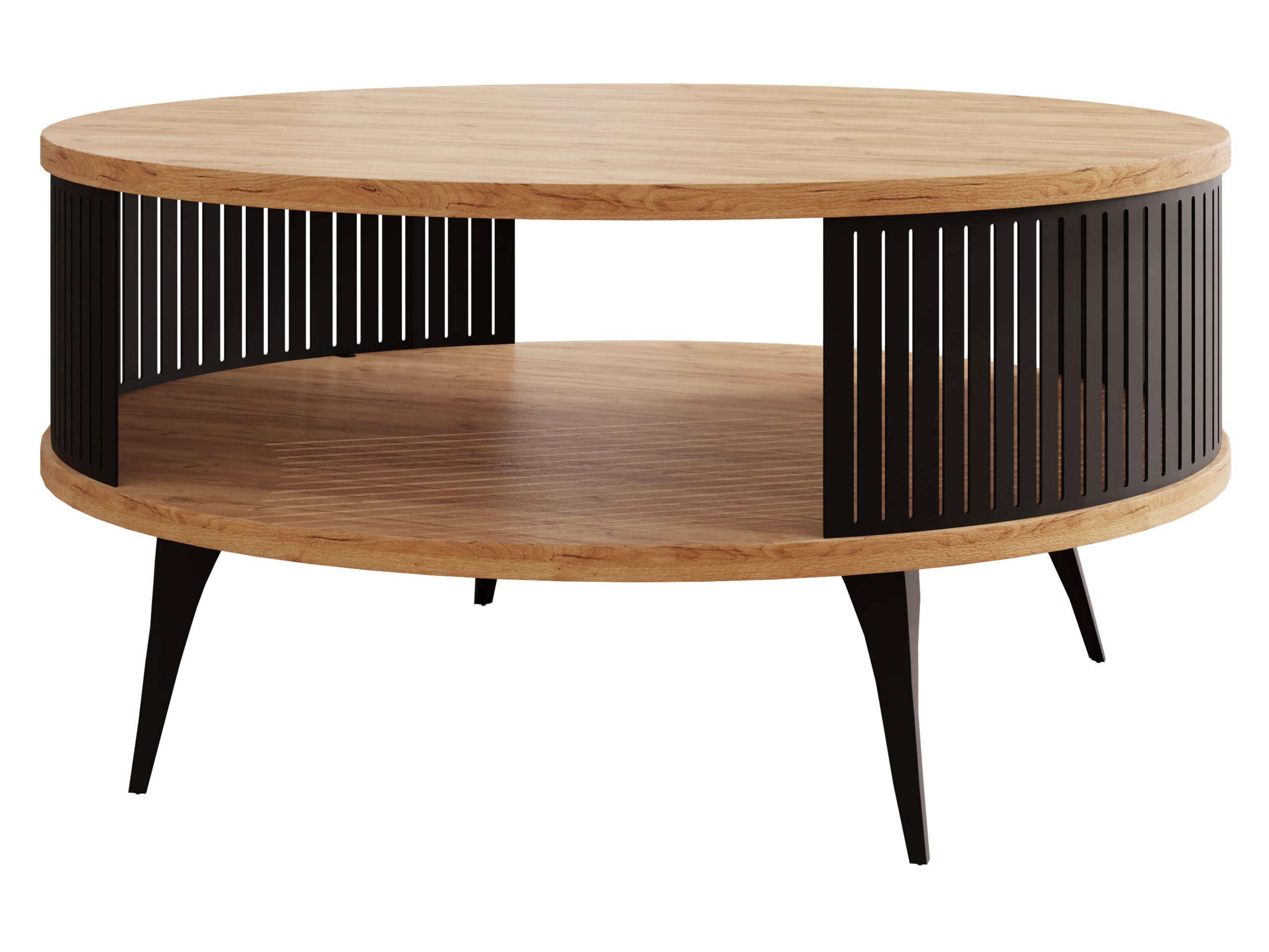 COUCHTISCH Roenni - Eichefarben/Schwarz, Holzwerkstoff/Metall (75/75/30cm) - MIRJAN24