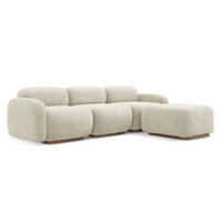 ECKSOFA Beidseitig Bouclé Stoff Beige - Beige/Creme, Holz/Textil (270/190cm) - Makamii