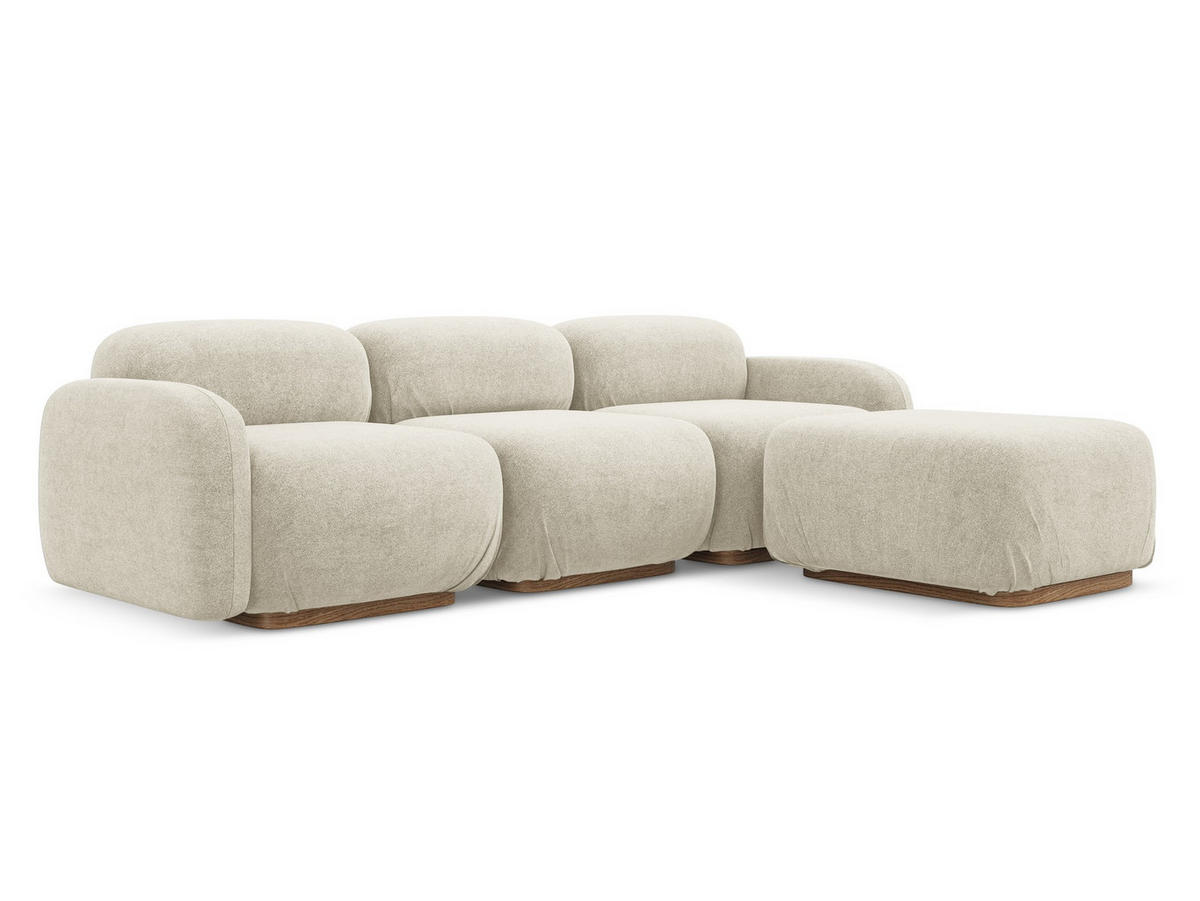 ECKSOFA Beidseitig Bouclé Stoff Beige - Beige/Creme, Holz/Textil (270/190cm) - Makamii