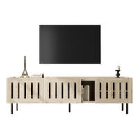 LOWBOARD in Naturfarben TV-Schrank mit durchbrochenem Design für 65-Zoll-Fernseher, B160/T40/H47cm - Walnussfarben/Schwarz, Glas/Holzwerkstoff (160/47/40cm) - STILVORA