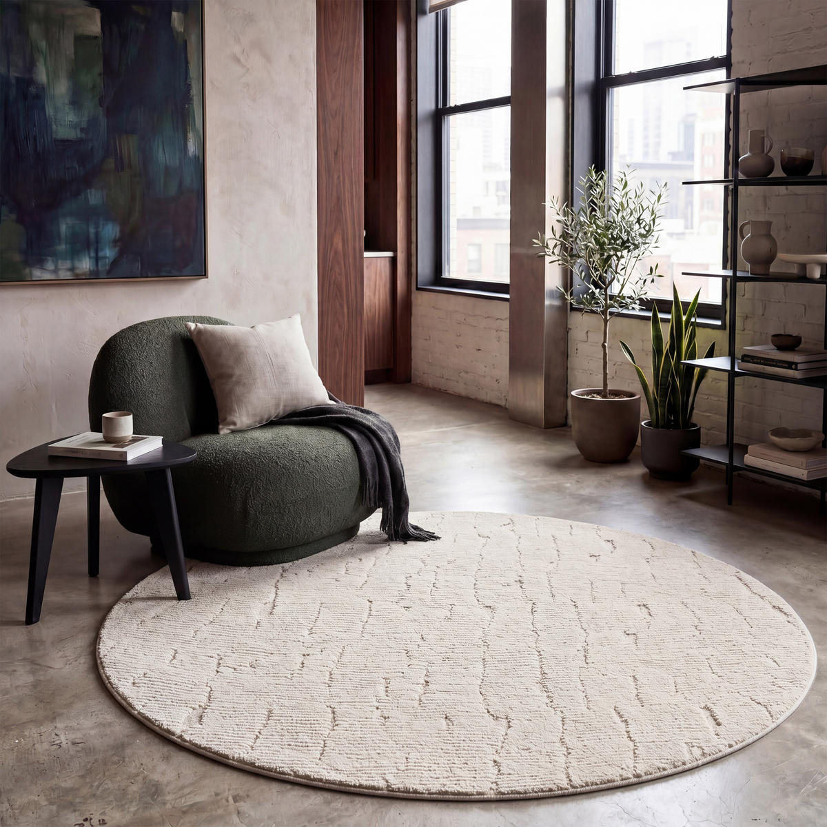 HOCHFLORTEPPICH 120/120 cm Tokio 475 - Creme, Textil (120/120cm) - Paco Home