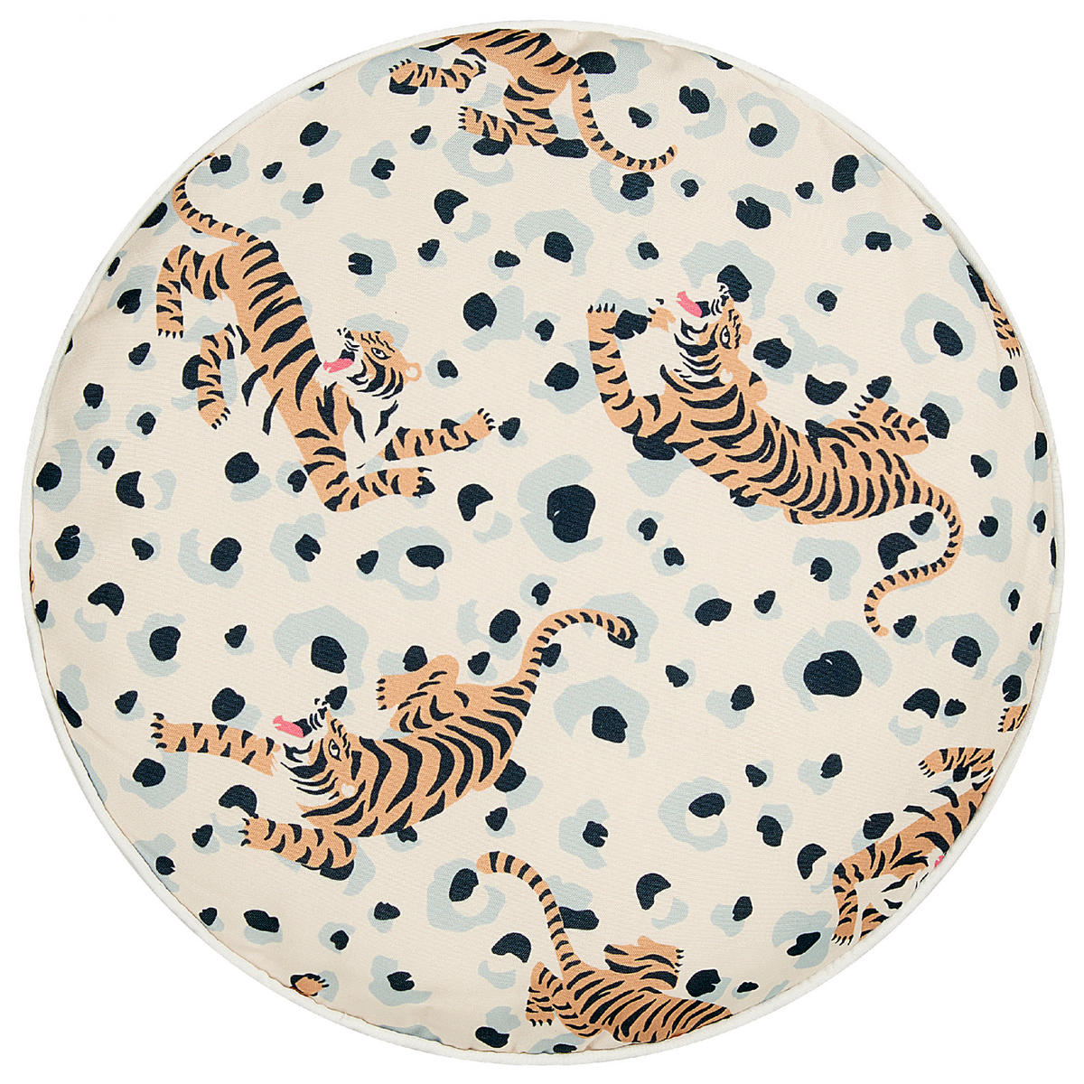 GARTENKISSEN 2er-Set Tigermotiv mehrfarbig 40 cm Arenzano - Multicolor, Textil (40/40cm) - Beliani