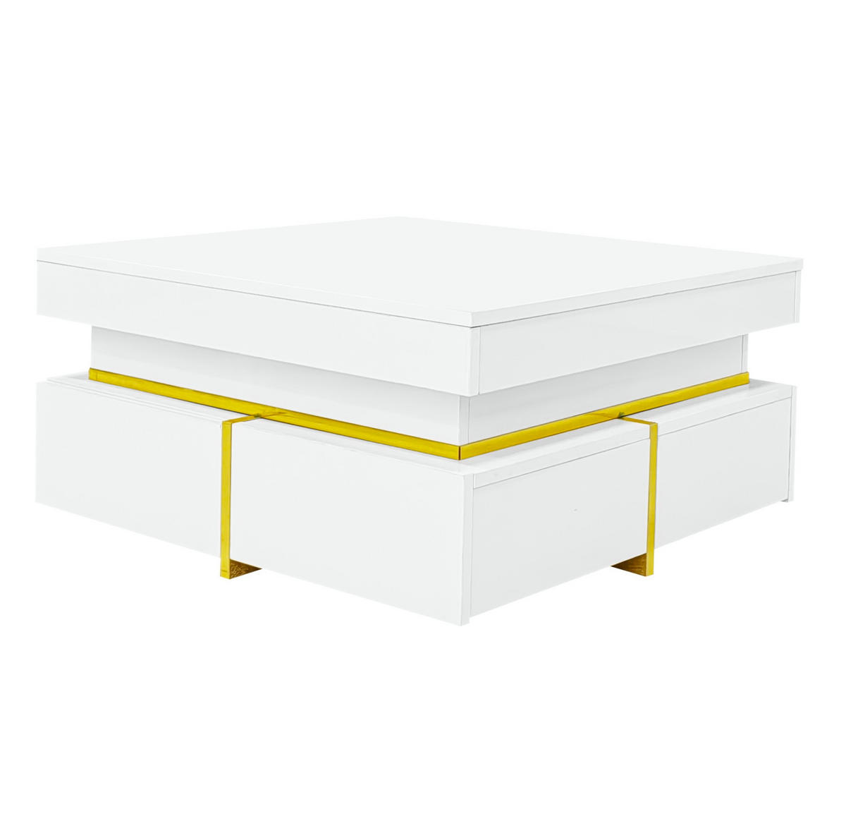 COUCHTISCH mit 2 Schubladen 70 x 70 cm Hochglanz Weiß - Weiß, Holzwerkstoff (70/70/35.5cm) - Meubliv