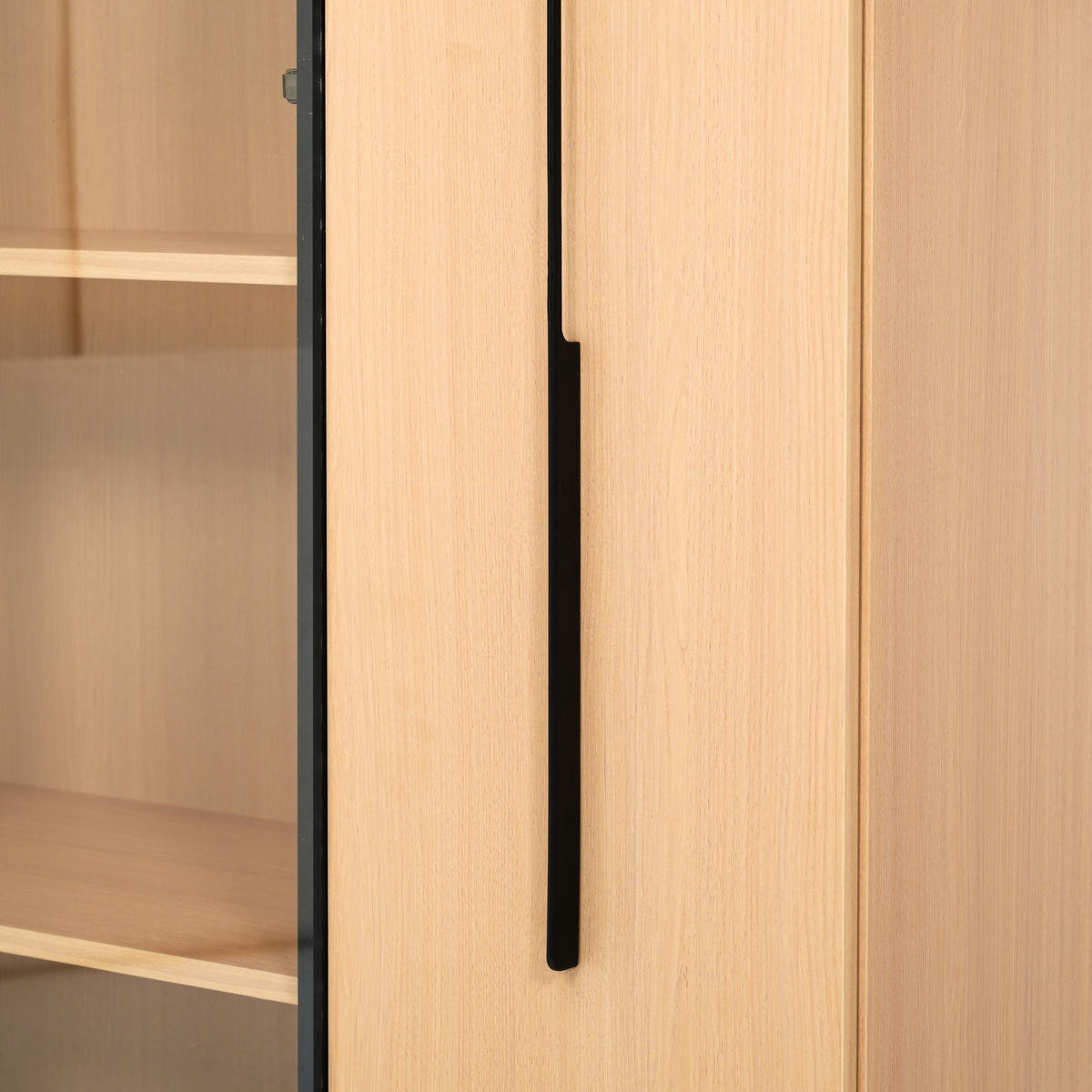 VITRINE LED Glastür Seitenauszug 160cm Modern - Eichefarben, Holzwerkstoff (110/160/35cm) - FLIEKS