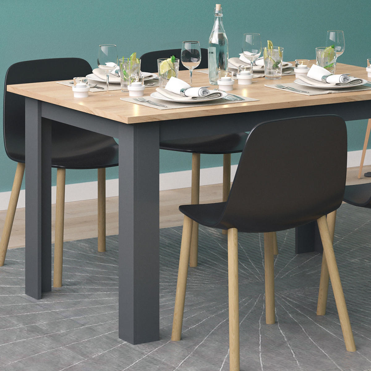 ESSTISCH Karlos Goldkraft Eiche 140 x 90 cm - Eiche Wotan, Holzwerkstoff (90/140/76cm) - Vicco