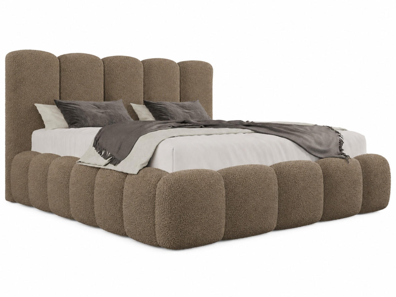 POLSTERBETT TEDDY 140x200 cm in Braun, gepolstertes Kopfteil, Lattenrost, Bettkasten, Bouclé-Stoff - Braun, Holz/Textil (140/200cm) - EMLAR Home