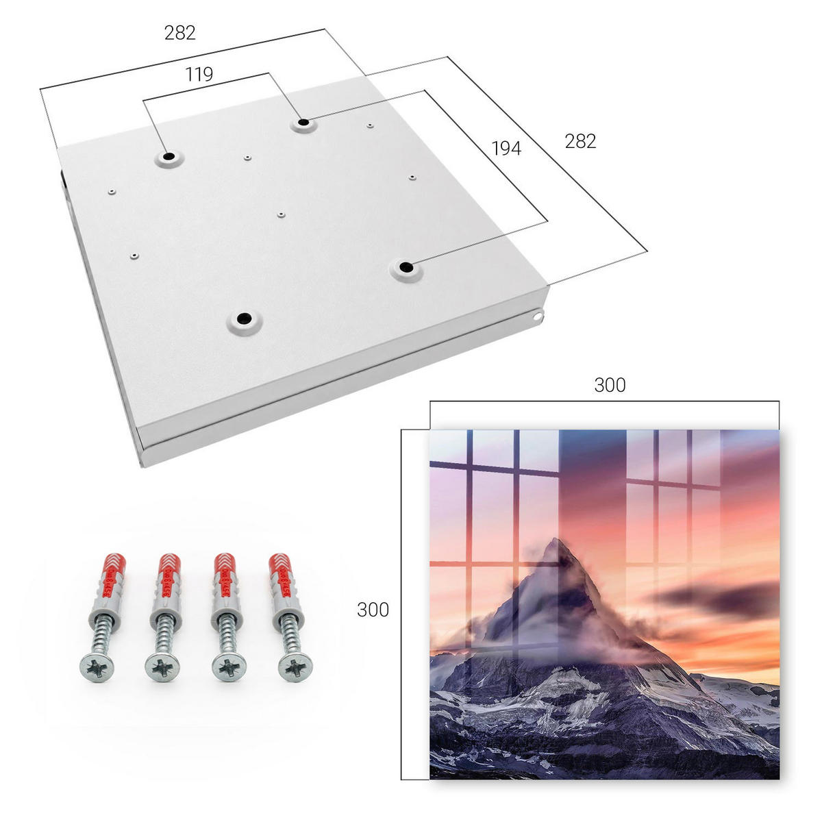 SCHLÜSSELBOX Weiß 30x30 cm – Türöffnung nach rechts - Bergzauber - Lila, Metall (30/30/5cm) - TULUP