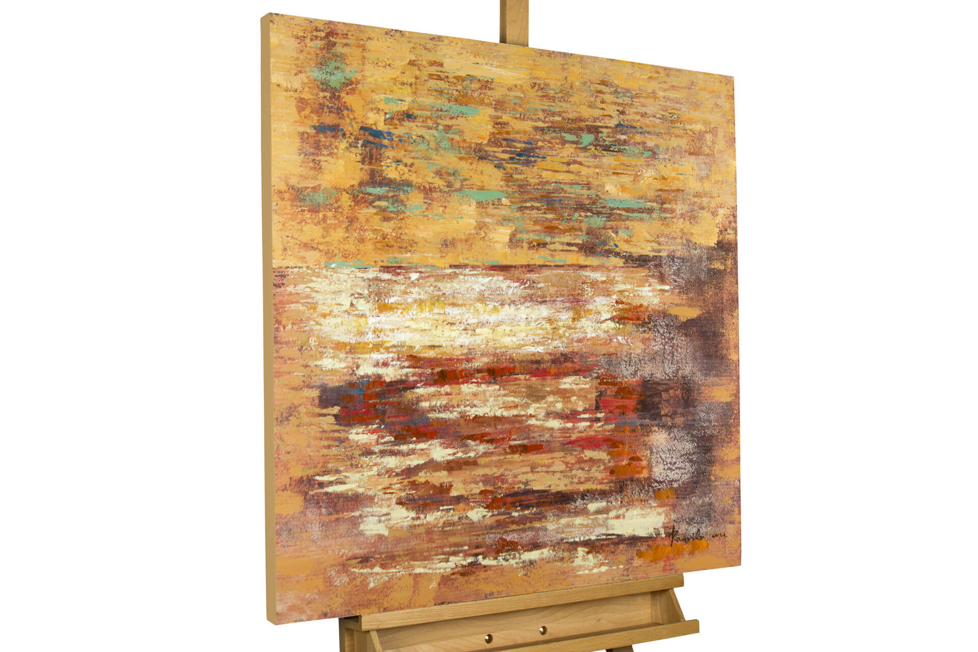 ÖLGEMÄLDE 80/80 cm - Braun, Holz/Textil (1.6/80cm) - KUNSTLOFT