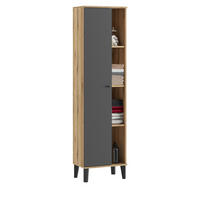 BAD-HOCHSCHRANK grau, Evoke Eiche, Badschrank, 51 x 190 cm - Eichefarben/Schwarz, Holz/Holzwerkstoff (51/190/33cm) - Furn.Design