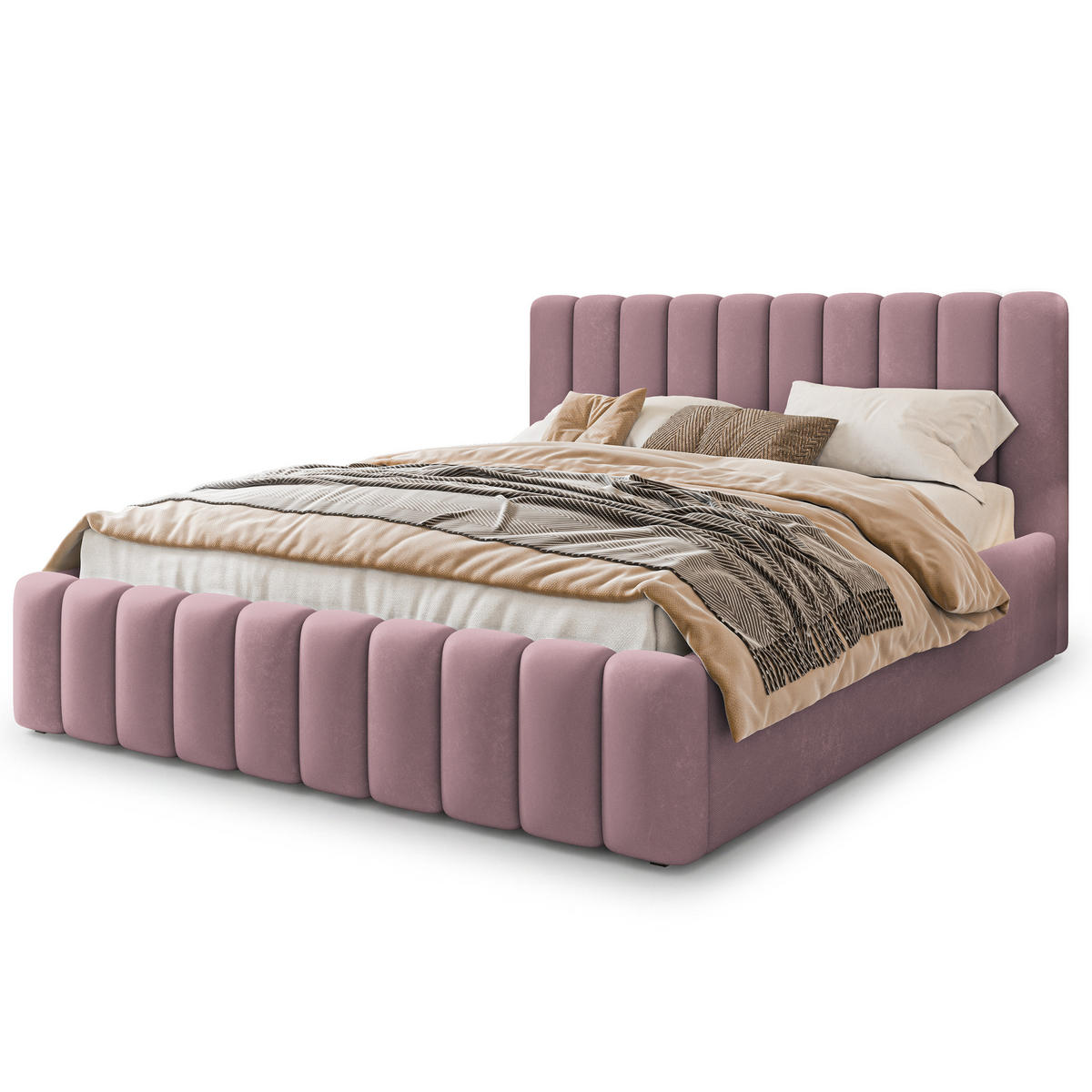 POLSTERBETT DINESE 180x200 cm mit Bettkästen - Rosa - Pink, Holz (200/180cm) - MASSENO