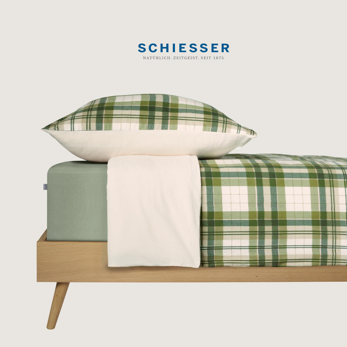 BETTWÄSCHESET Morris - Feinbiber - 2-teilig - 135 x 200 cm - Grün - Grün, Textil (135/200cm) - SCHIESSER