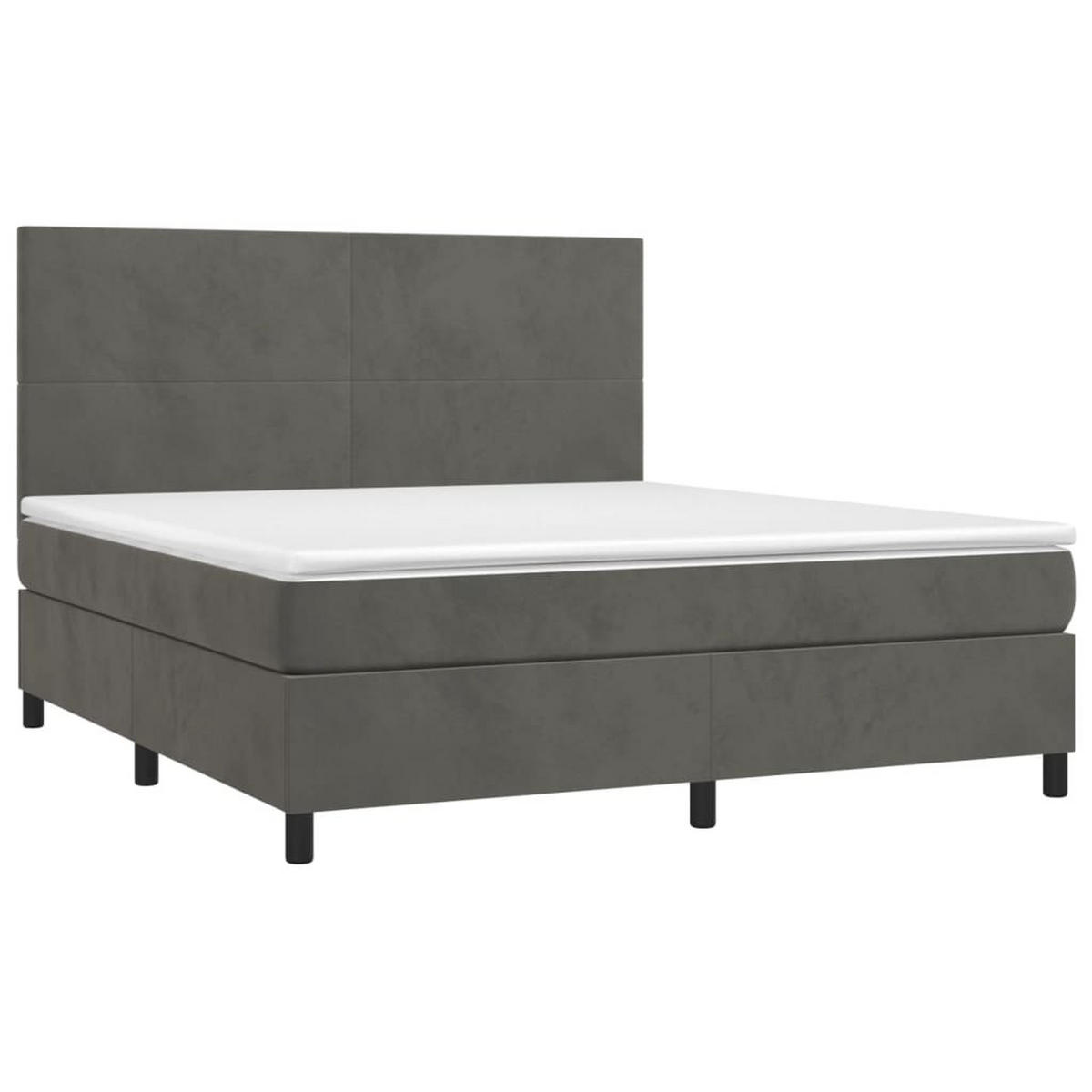 BOXSPRINGBETT Mit Matratze Dunkelgrau 160/200 Cm Samt - Weiß, Textil (160/200cm) - vidaXL