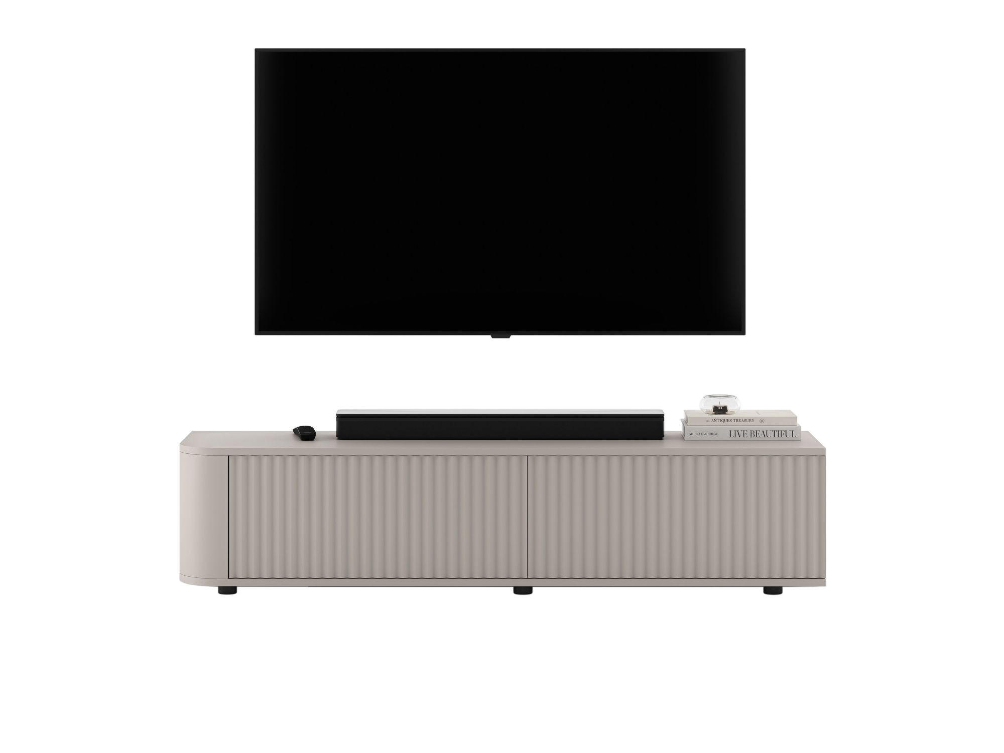 Meble Lindner TV stolek Aurora kašmírový matný 140 cm s nízkými nožkami