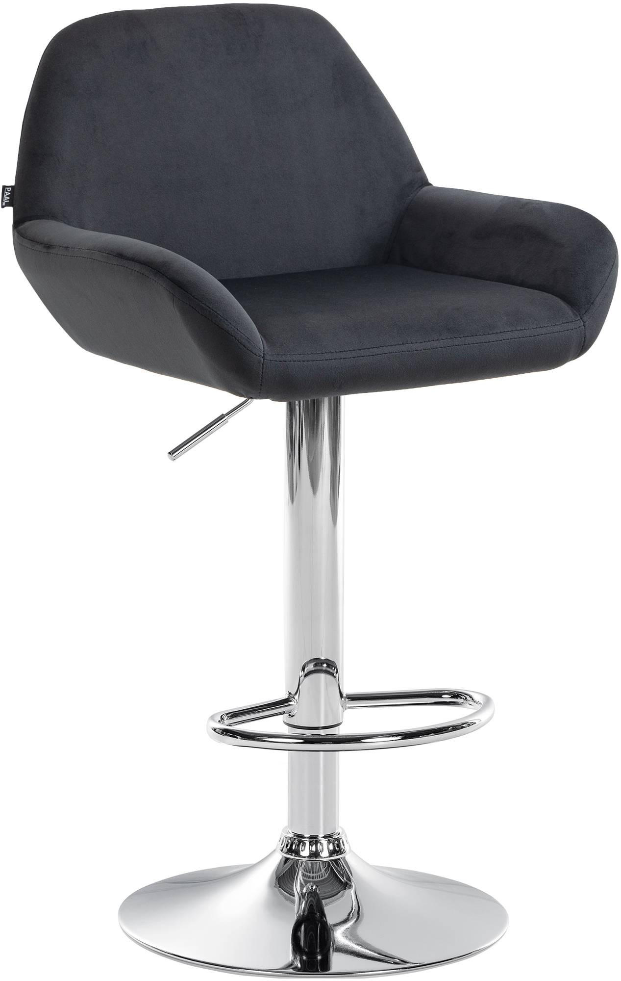 BARHOCKER Samt schwarz - Chromfarben/Schwarz, Textil/Metall (51/89/52cm) - CLP