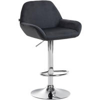 BARHOCKER Samt schwarz - Chromfarben/Schwarz, Textil/Metall (51/89/52cm) - CLP
