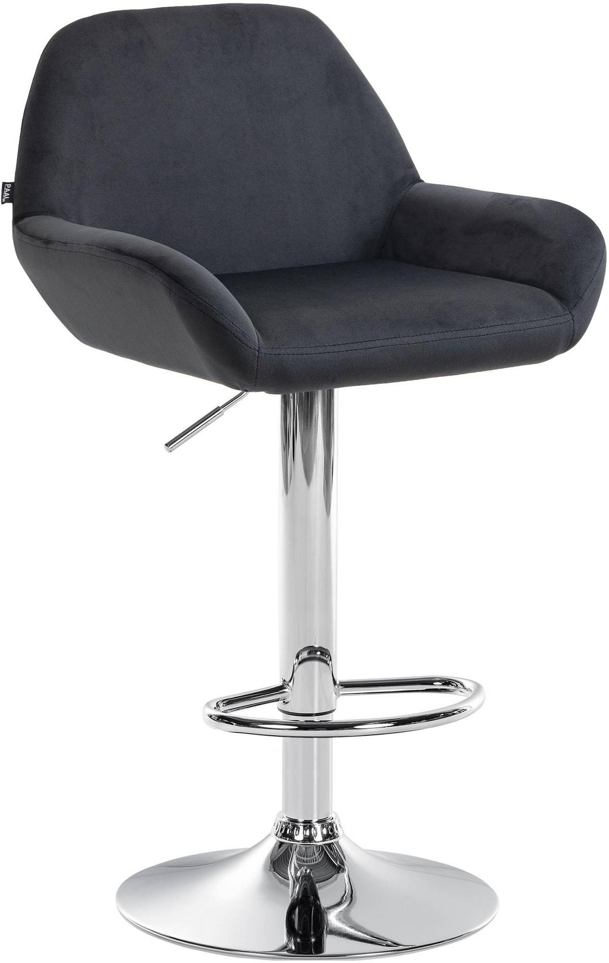 BARHOCKER Samt schwarz - Chromfarben/Schwarz, Textil/Metall (51/89/52cm) - CLP