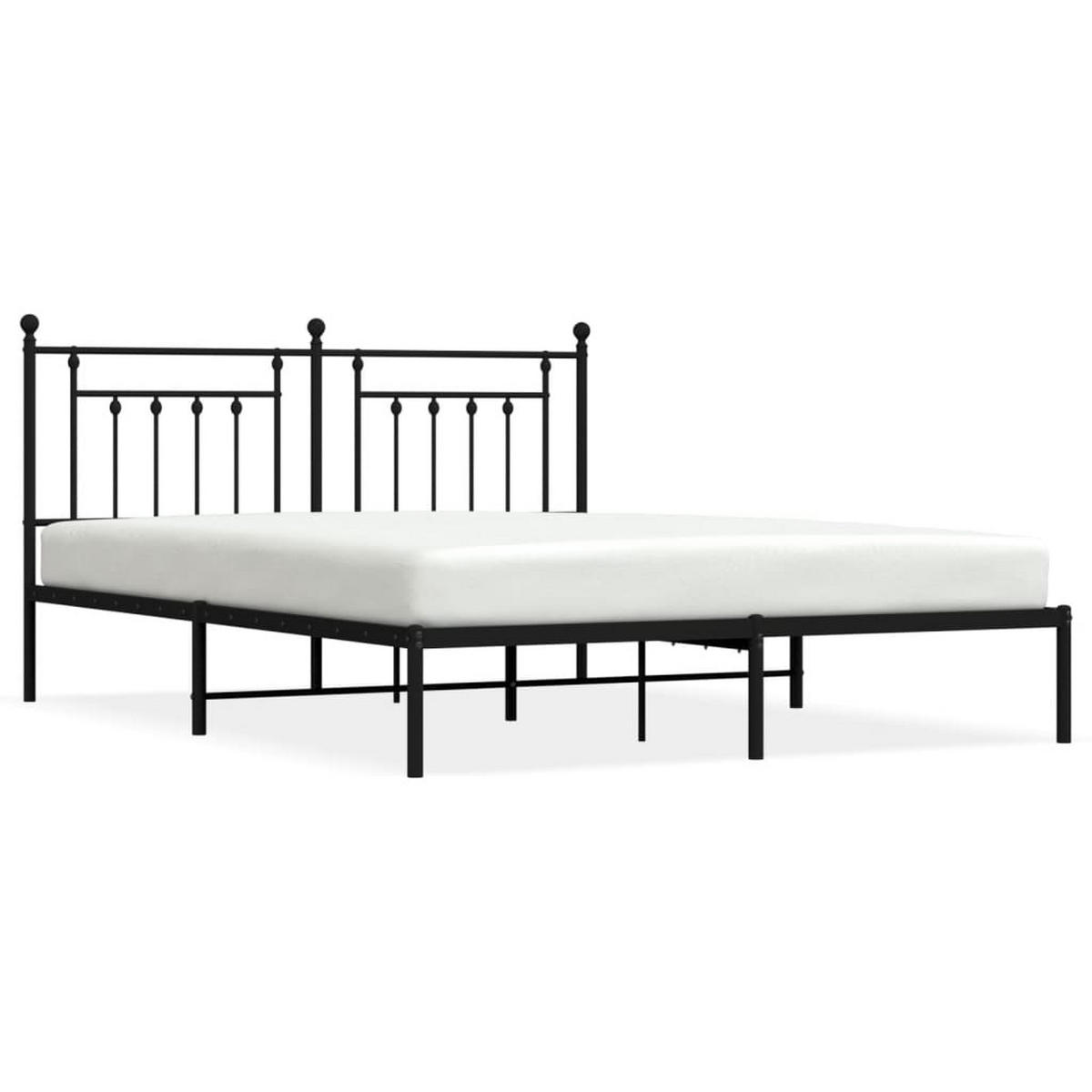 BETTGESTELL mit Kopfteil Metall Schwarz 180x200 cm - Schwarz, Metall - furnicato