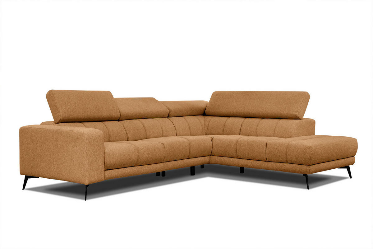 ECKSOFA MORELLO 5-Sitzer, orange - Schwarz/Orange, Holzwerkstoff/Textil (287/228cm) - Courtois Laville