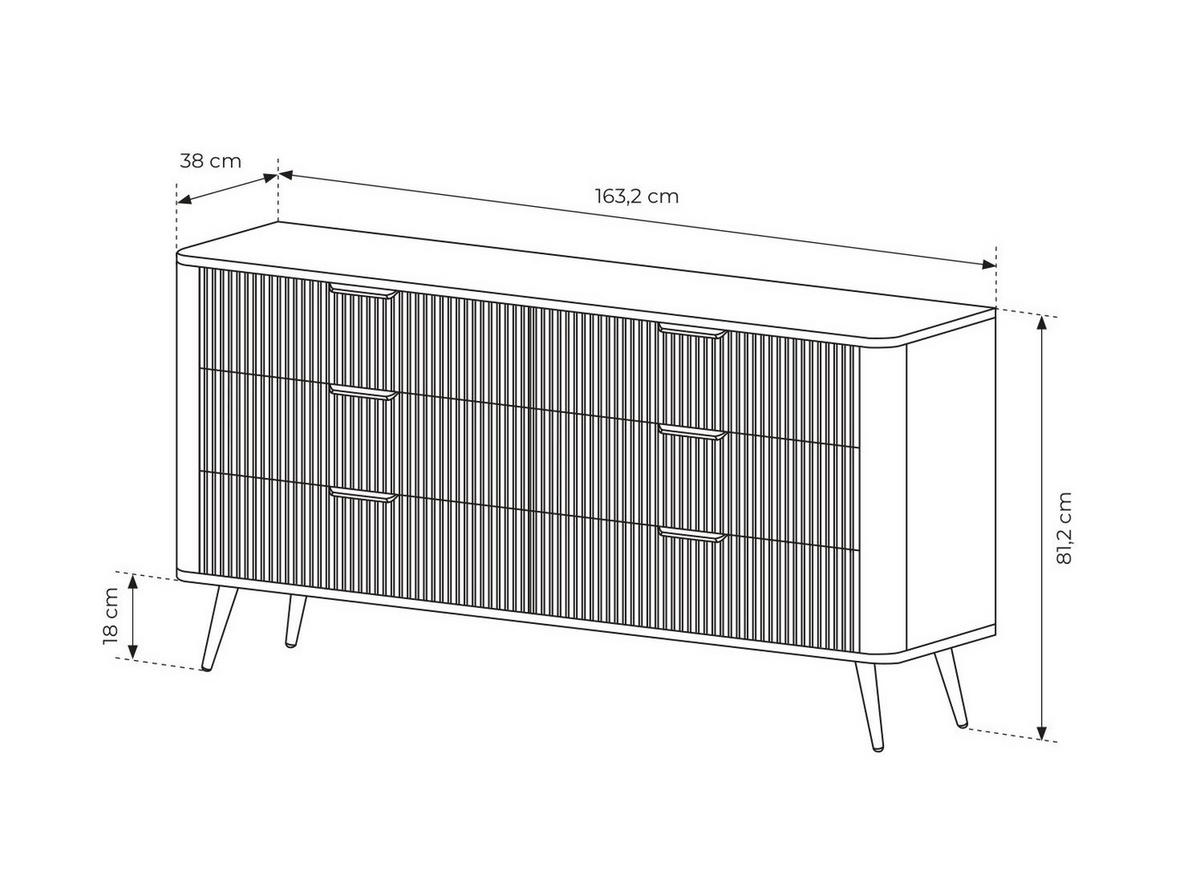 KOMMODE mit Schubladen Brando, 163 cm, Weiß - Goldfarben/Weiß, Holz/Metall (163/81/38cm) - Emporius