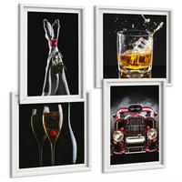 BILDER SET 4er Set - 50x50 cm & 40x60 cm Weißer Rahmen - Frauenbeine Rosenwagen Wein - Weiß, Kunststoff (50/50cm) - TULUP