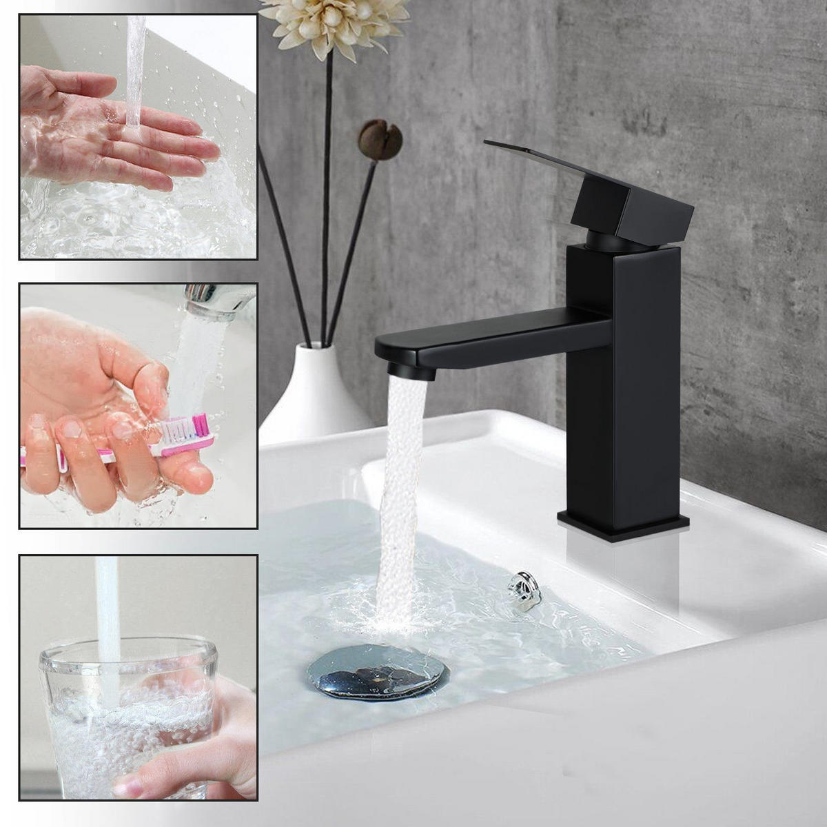 WASCHTISCHARMATUR RYRN 4/11.3/18.7 cm - Schwarz, Metall (11.3/18.7/4cm) - ZMH
