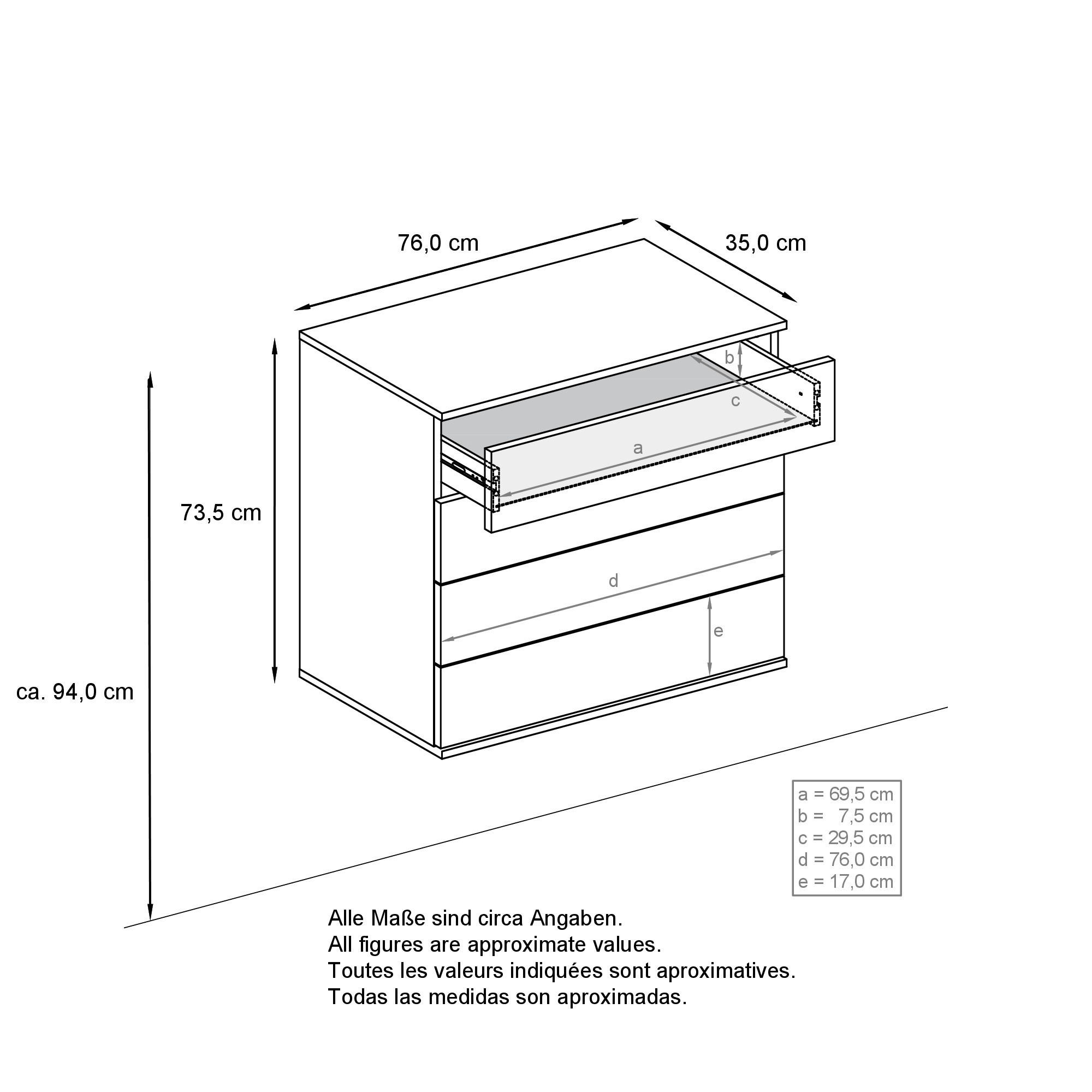 Thumbnail - Vladon Kommode, Anthrazit, Holzwerkstoff, 76x76x35 cm, Wohnzimmer, Kommoden & Sideboards, Kommoden