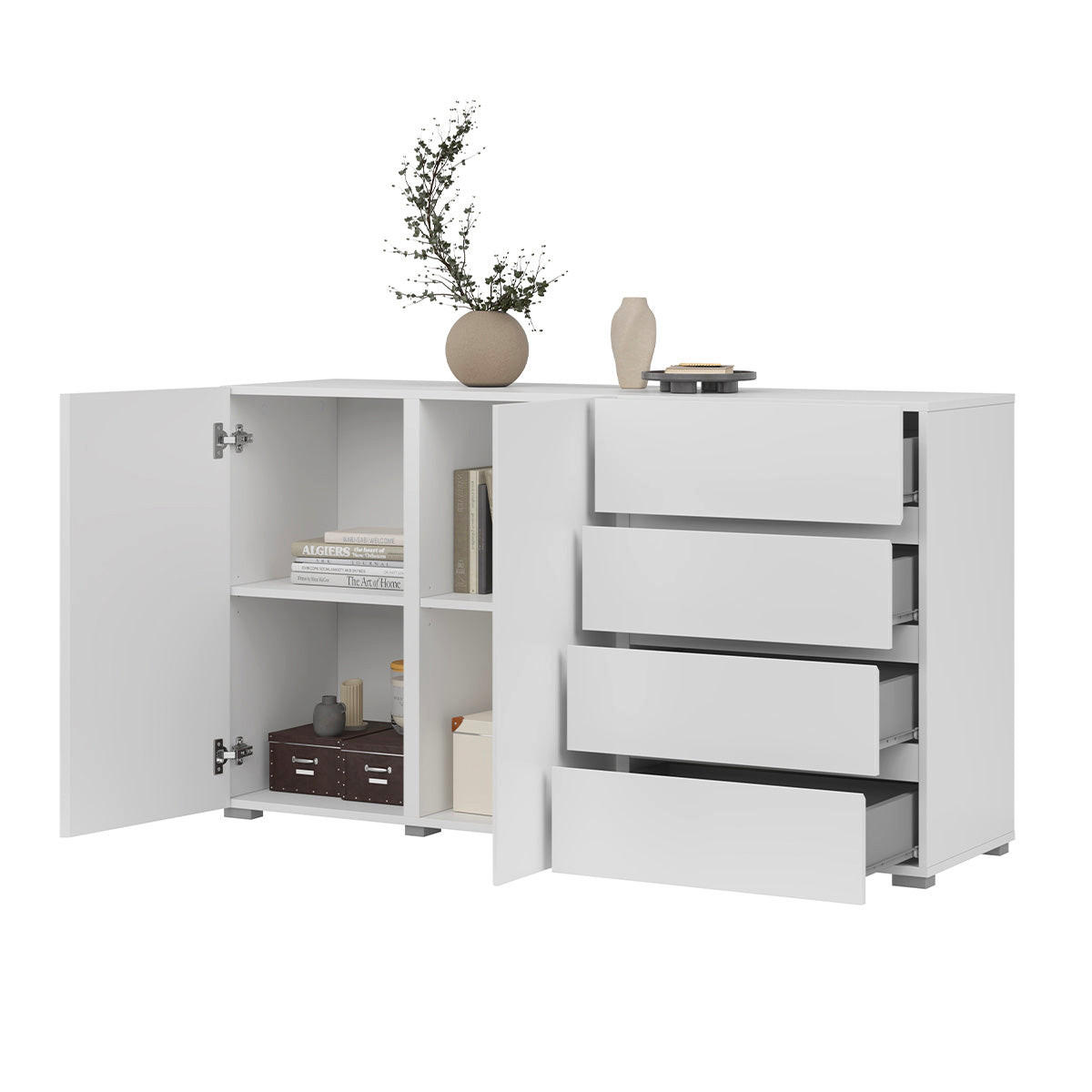 KOMODA Maxis Bijela - bijela, drvni materijal (138/78/40cm) - Petits-meubles