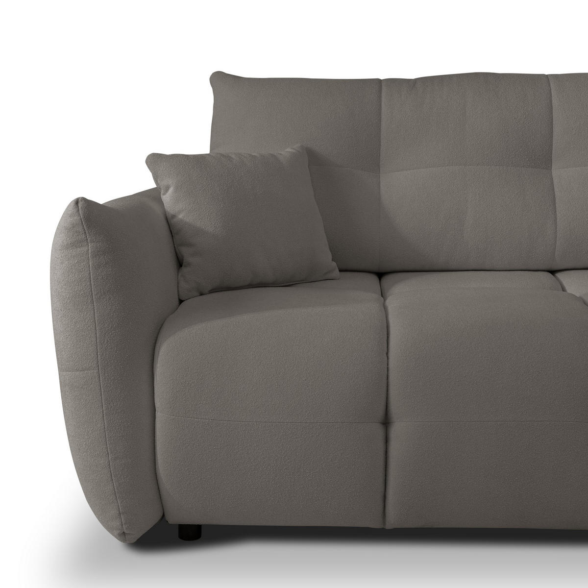 ECKSOFA MODA S Grau Geflochtener Stoff mit Schlaffunktion - Grau, Holz (257/177cm) - MASSENO