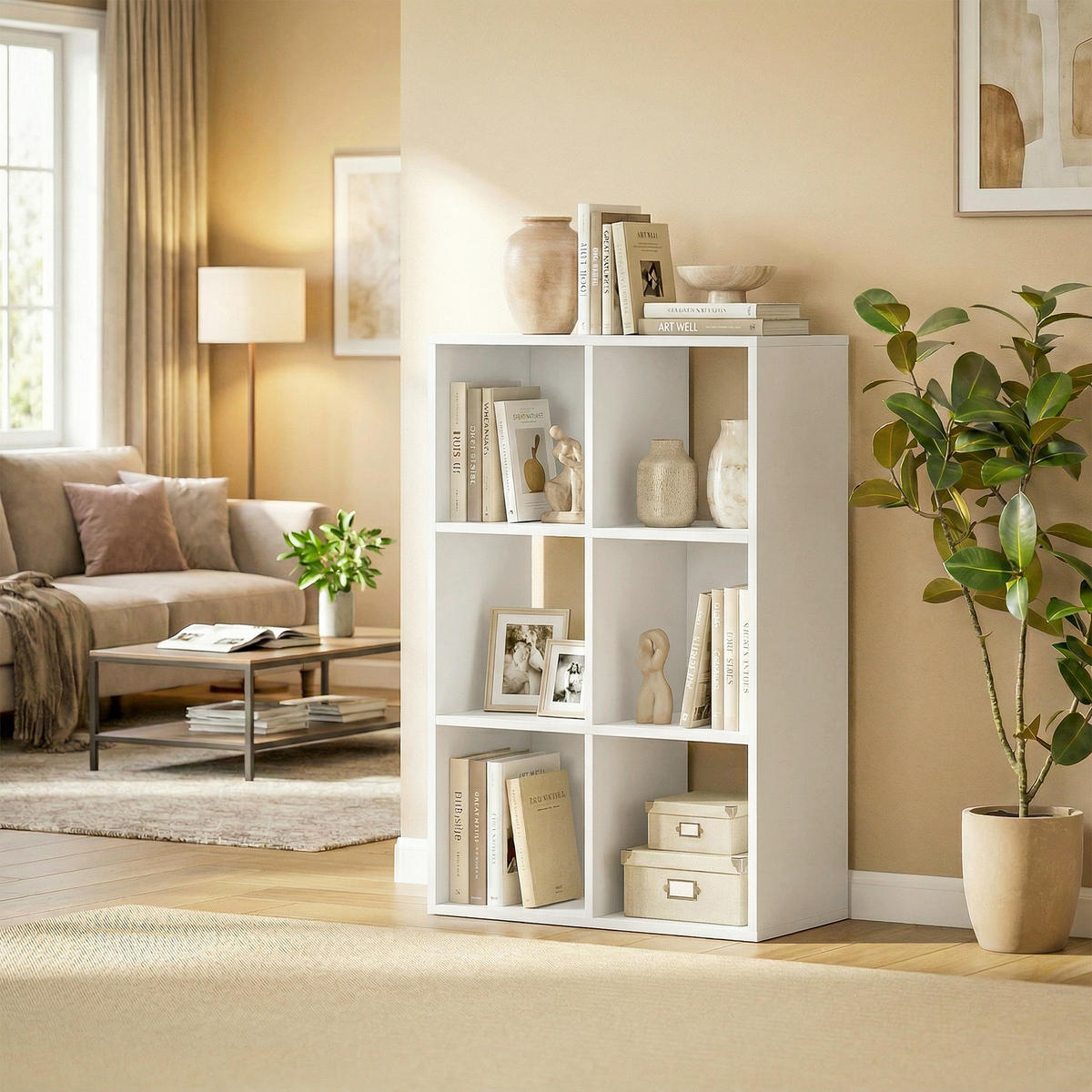 BÜCHERREGAL Spanplatte Weiß - Weiß, Holzwerkstoff (29.5/91.5/61.5cm) - HOMCOM