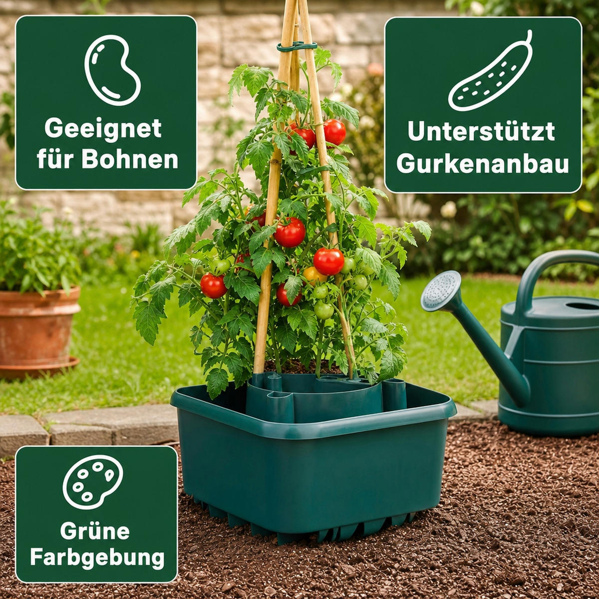 PFLANZGEFÄSS mit Wasserspeicher - Petrol, Kunststoff (15cm) - Garden Pleasure