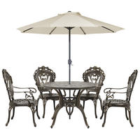 GARTENMÖBEL SET 4-Sitzer mit Sonnenschirm Aluminium dunkelbraun Sapri - Beige/Braun, Metall - Beliani
