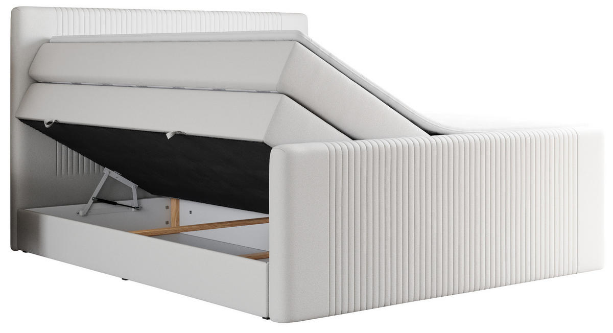 BOXSPRINGBETT KING DOREN 140/200 Weiß Kunstleder - H4 - Weiß, Holz/Textil (140/200cm) - MKS