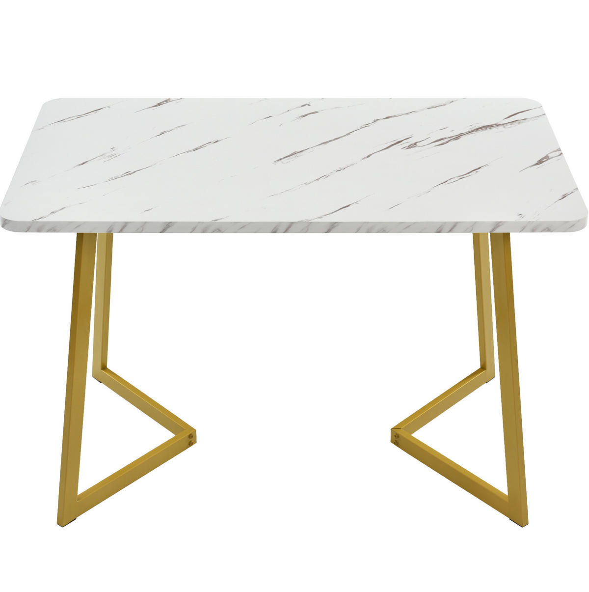 ESSTISCH 117 x 68 cm MDF Marmoroptik Gold-Weiß - Goldfarben, Metall (117/68/75cm) - Meubliv