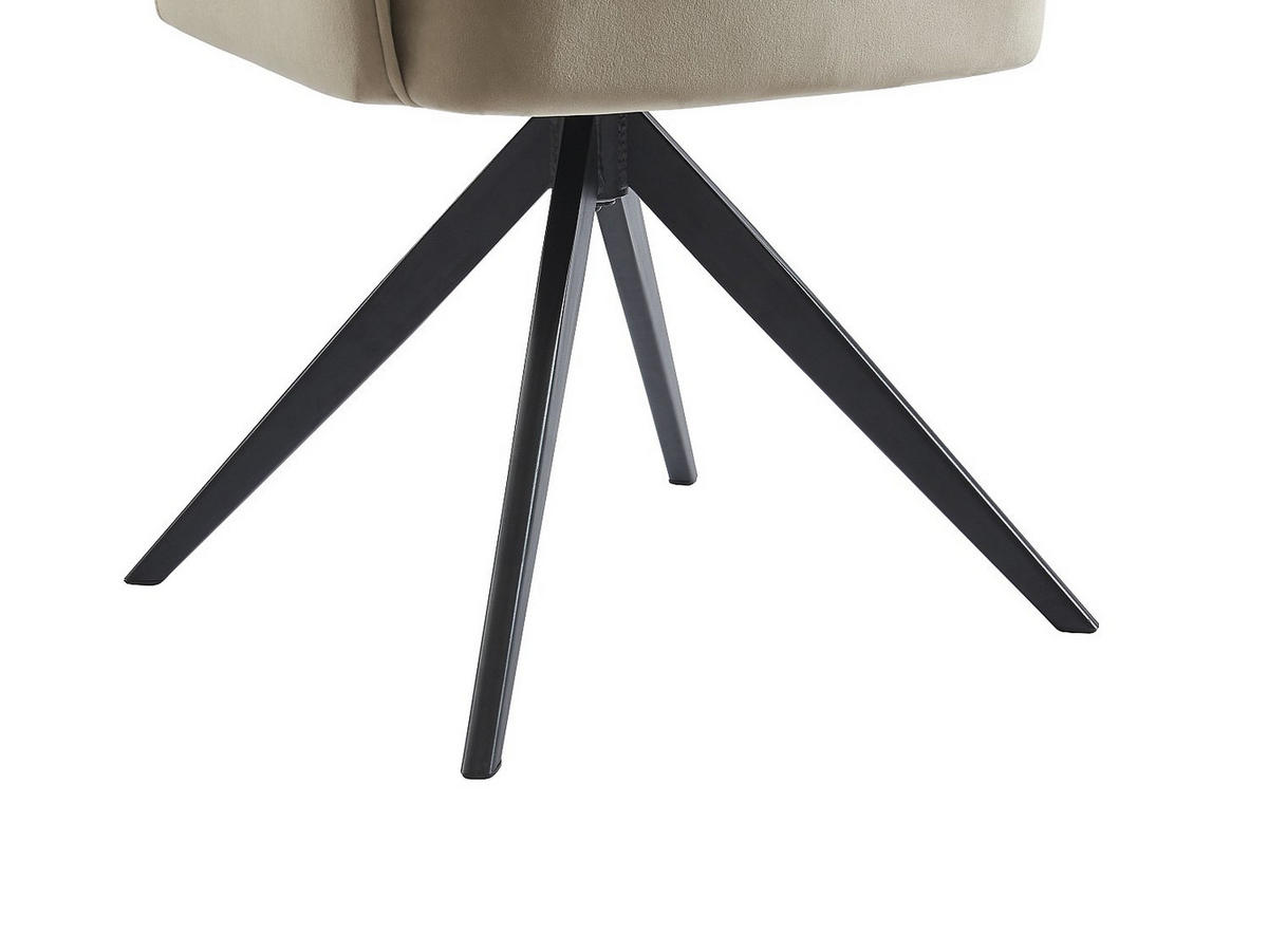 DREHSTUHL mit Armlehnen - Samt & schwarzes Metall - Beige - KONYA - Beige, Textil (59/84/58cm) - Vente-Unique