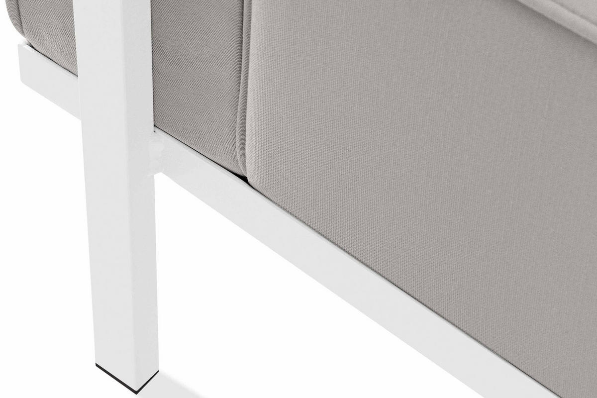 GARTENSOFA TRIGLO 2-Personen, Stahlrahmen, Modern, Weiß/Hellgrau - Hellgrau/Weiß, Textil/Metall (164/70/69cm) - KONSIMO®
