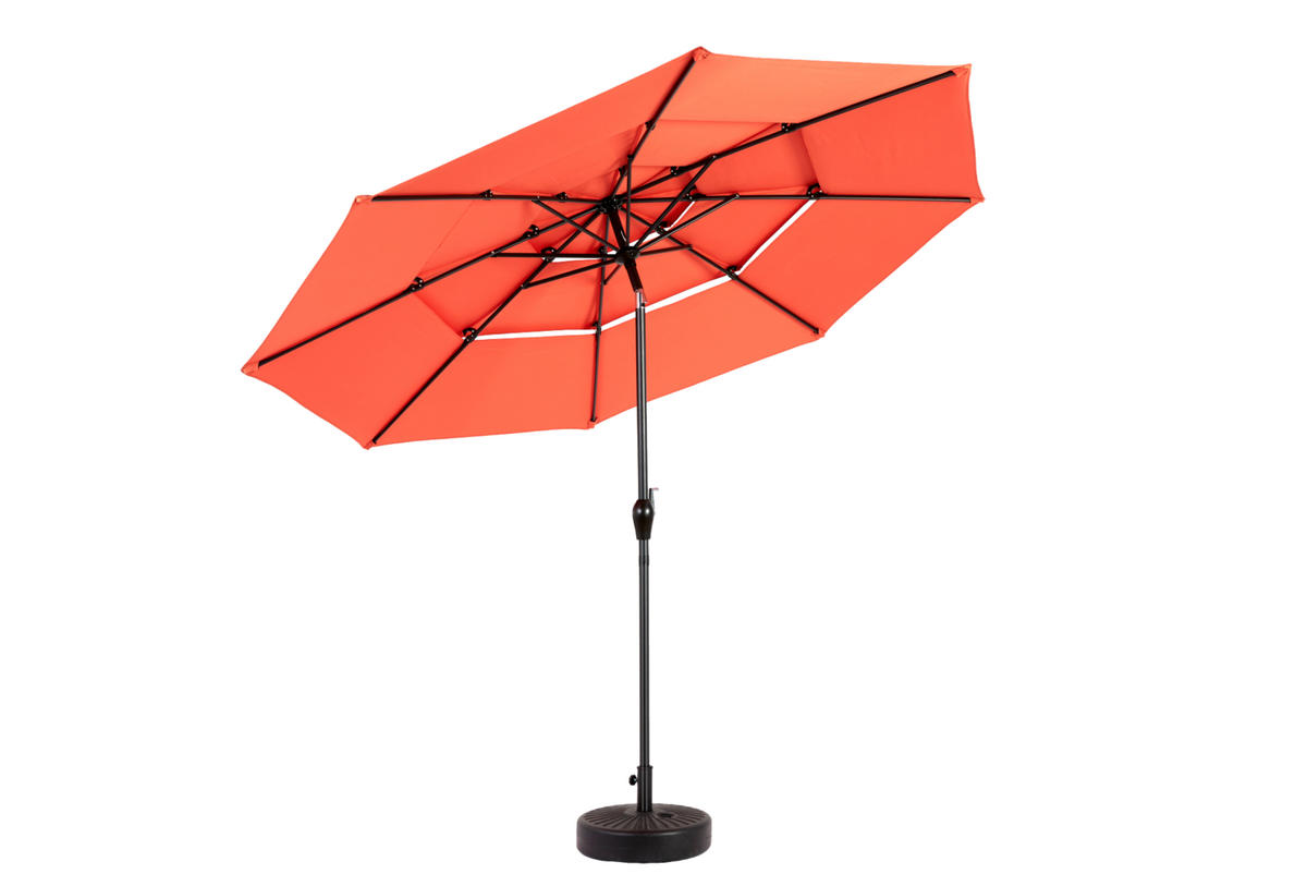 SONNENSCHIRM aus Stahl 294x294x250 cm in Orange mit Kurbel & Neigefunktion - Orange, Metall (294/294cm) - Modfu