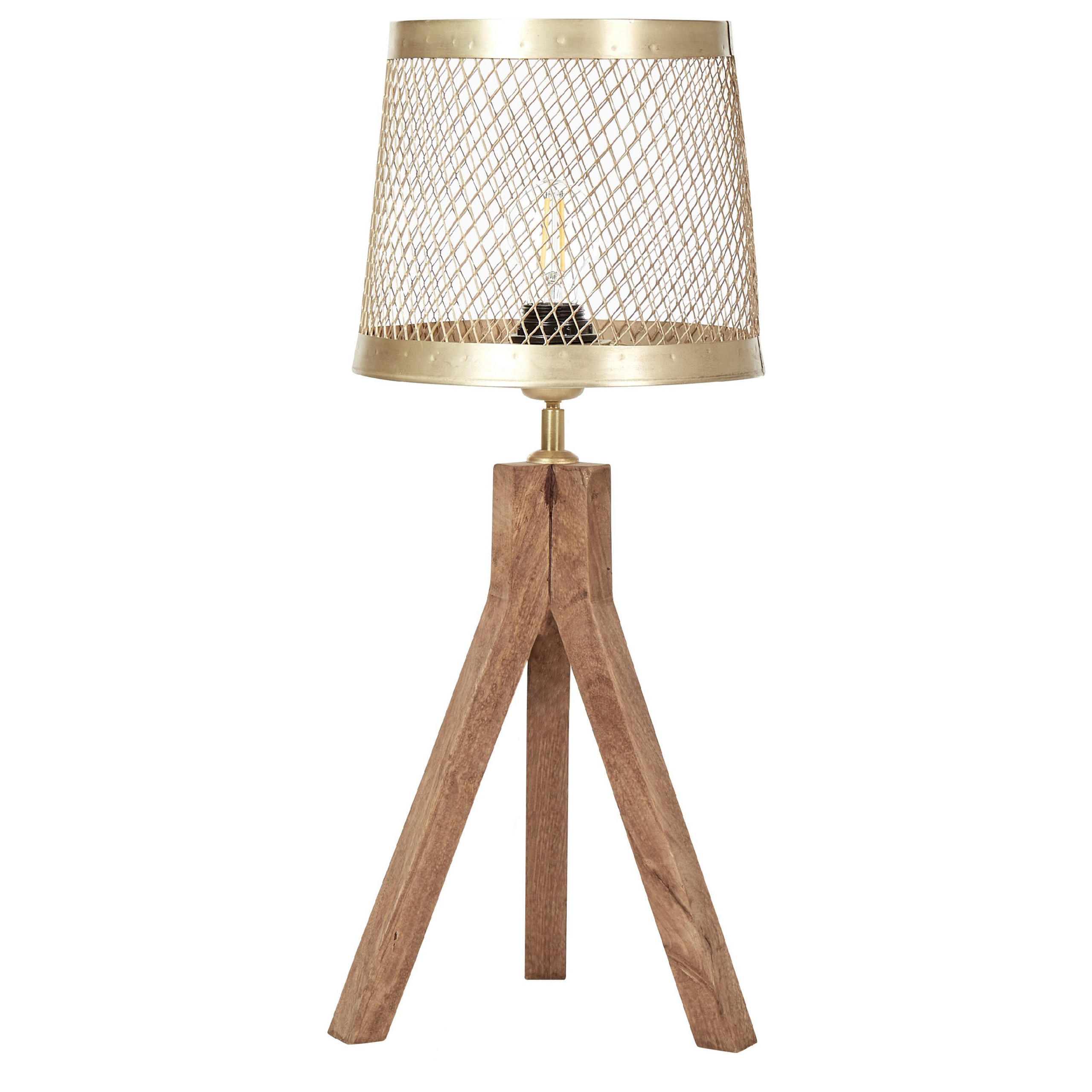 TISCHLAMPE Beki 26/26/63 cm - Dunkelbraun, Holz (26/26/63cm) - Beliani