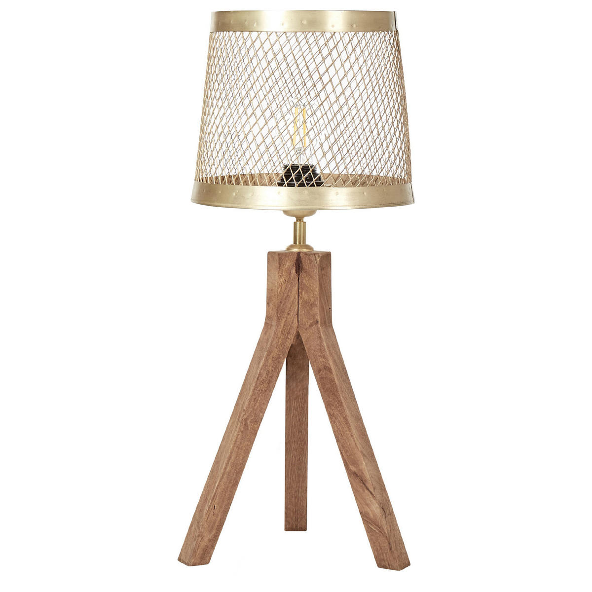TISCHLAMPE Beki 26/26/63 cm - Dunkelbraun, Holz (26/26/63cm) - Beliani