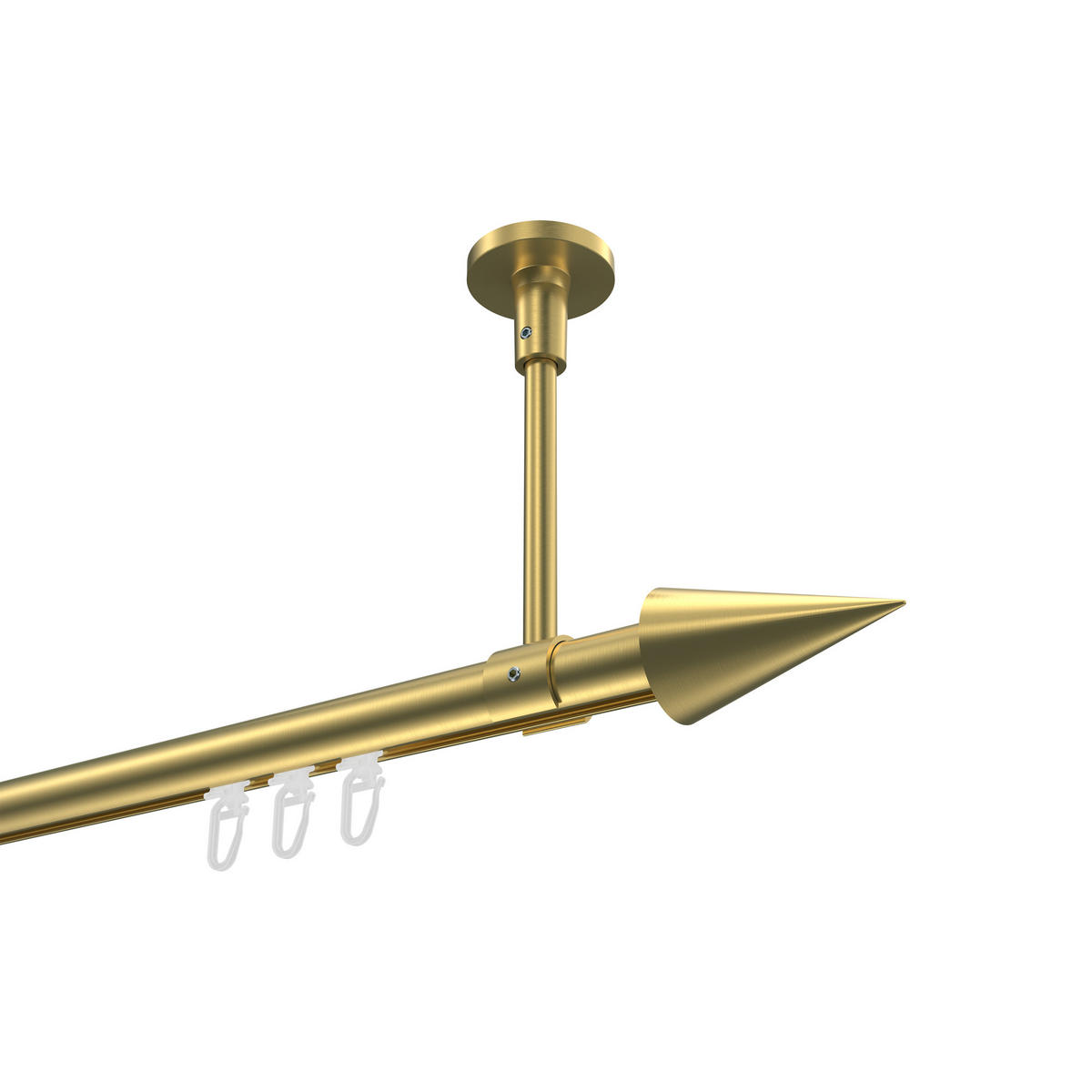 INNENLAUF-GARDINENSTANGEN-SET Sonette Savio 420 cm (geteilt in 3 x 140 cm), 1-läufig, 20 mm Ø Messing-Optik - Messingfarben, Metall (420cm) - INTERDECO