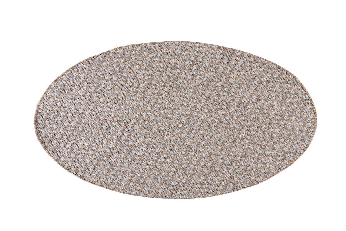 TEPPICH Braun In-Outdoor Geometrisch, Einfarbig - Rund,Kurzflor,Modern - Grau - 200 x 200 cm - Braun/Grau, Textil (200/200cm) - Mazovia