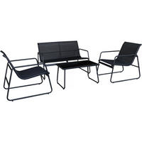 LOUNGEGARNITUR Fortaleza 4-Sitzer Schwarz - Schwarz, Glas/Metall - Habitat Garten
