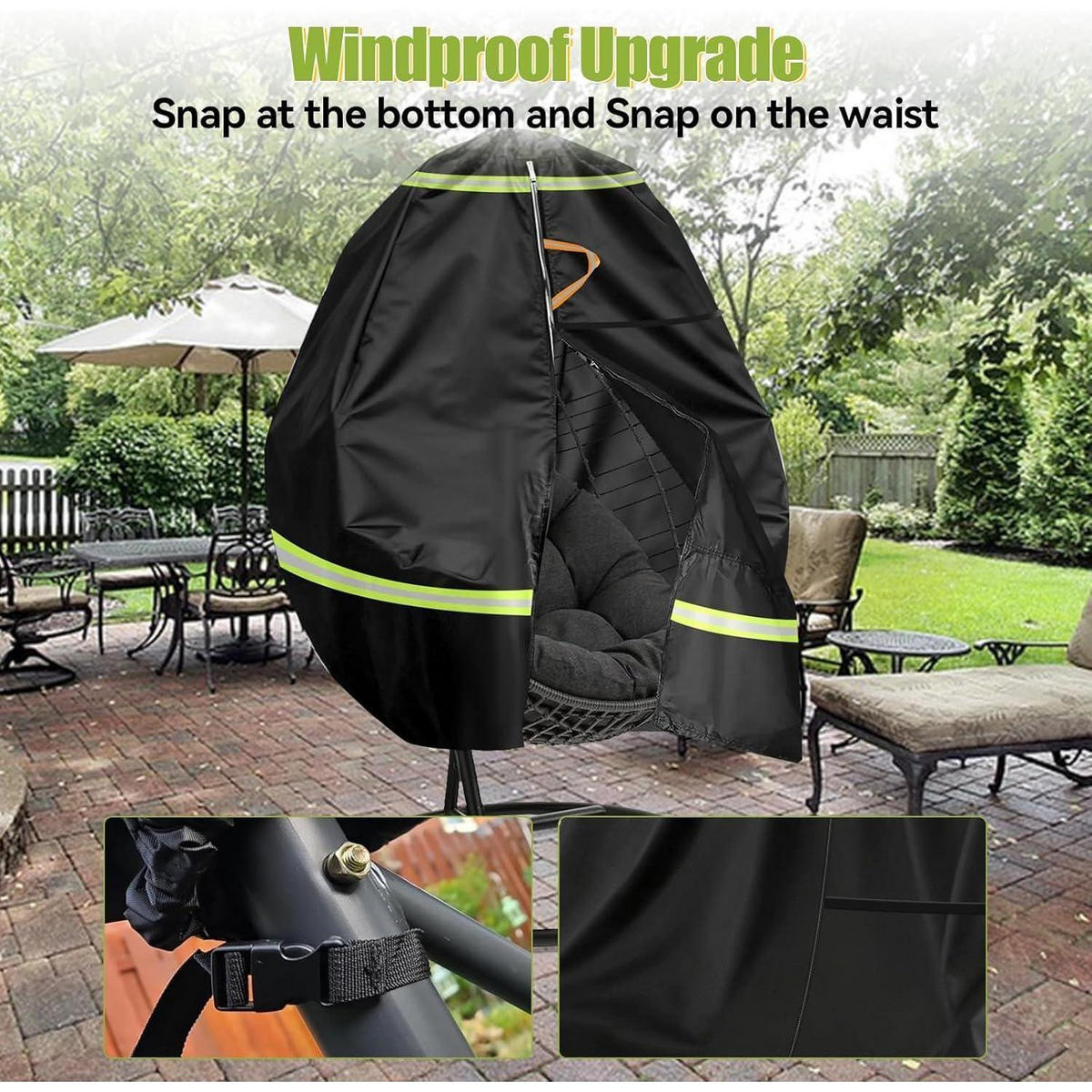 HÄNGESESSEL-ABDECKUNG 230 x 200 cm Oxford 420D wasserdicht - Schwarz, Textil (200/100/230cm)