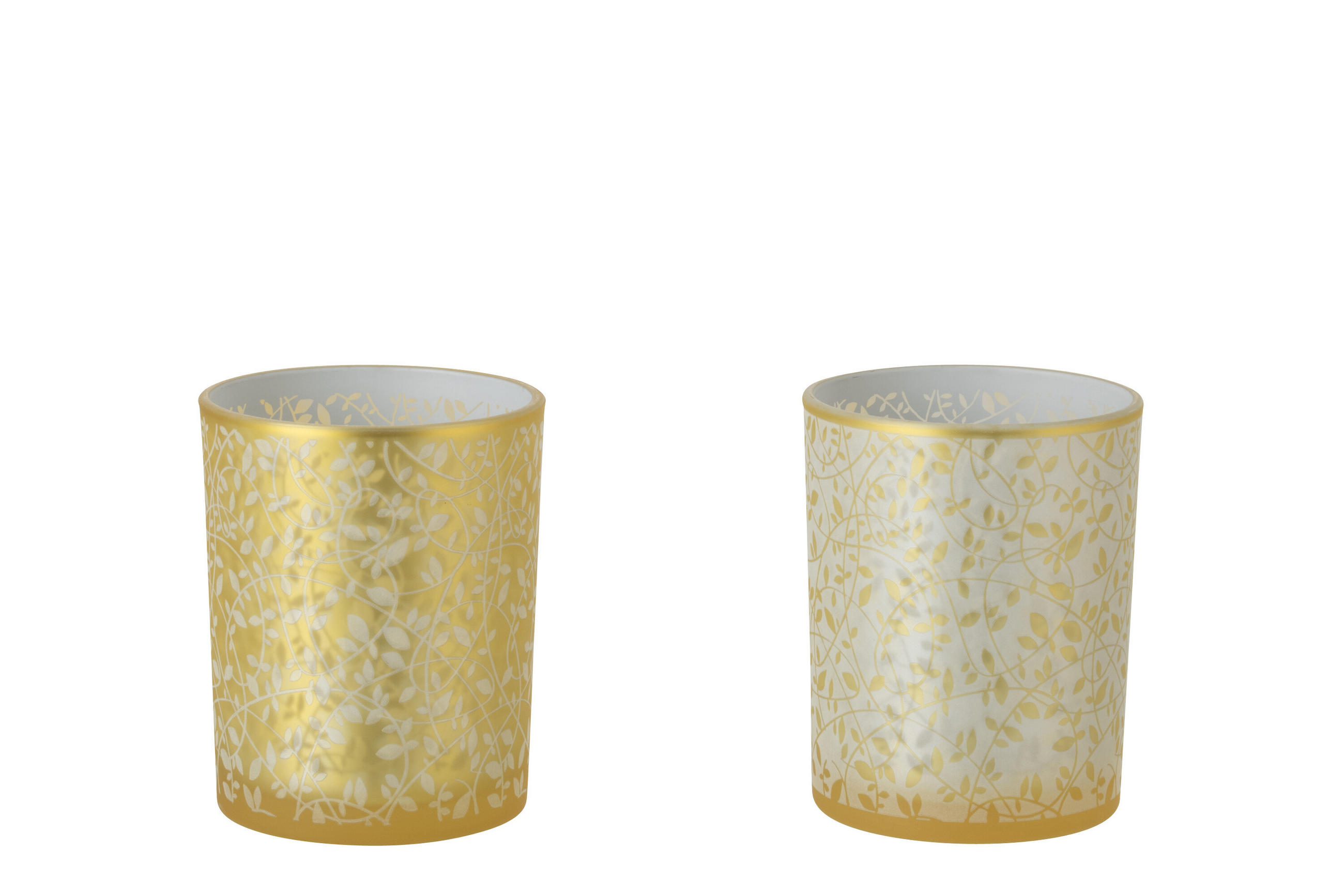 WINDLICHT BLÄTTCHEN Gold - Weiß, Glas (10/12.5cm) - J-Line