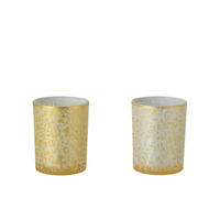 WINDLICHT BLÄTTCHEN Gold - Weiß, Glas (10/12.5cm) - J-Line